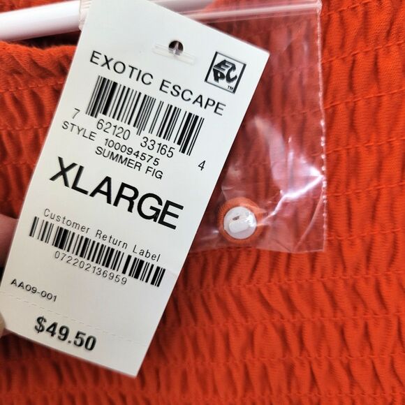 NWT INC International Concepts XL Orange Smocked High Neck Tank Top Summer Fig - Picture 3 of 7